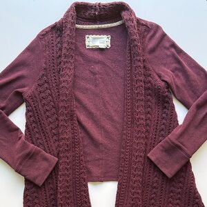 Anthropologie Saturday Sunday Burgundy Open Swing Cardigan Small